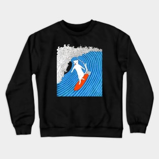 The Cat on a Big Wave Crewneck Sweatshirt